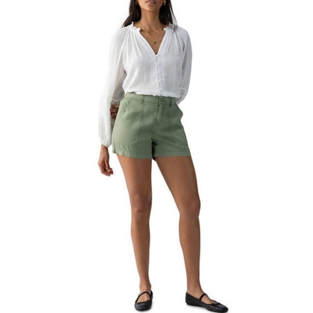 Sanctuary Olive Green High-Rise Cotton Shorts